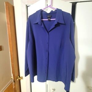 Sharp, Blue Button-Up Blouse